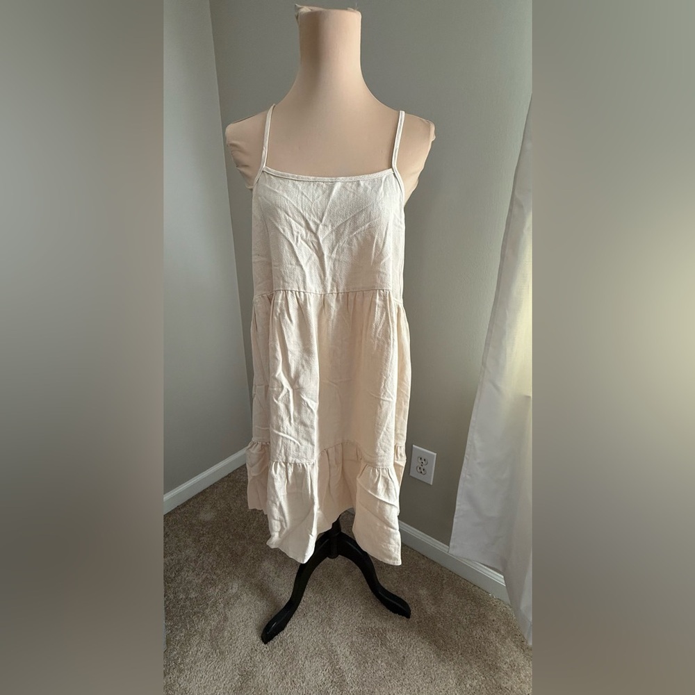 SHEIN Cream Tiered Spaghetti Strap Sundress